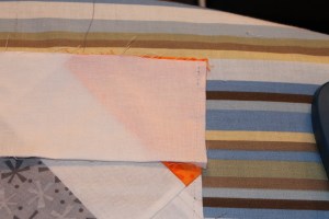 Before Steam-easing: Border strip matches exactly the long sides