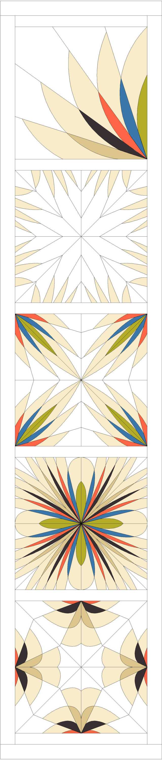 Far left-Original Block from second left to far right- clip and flip effect