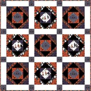 Coming Soon- This Tricks a Treat Wall Quilt featuring Mischief Night collection