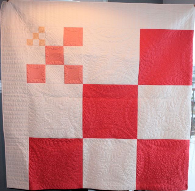 Exponential- It got out of hand pretty quickly, so I just rolled with it. My most intricate quilting to date. See what I mean about those indoor photos?